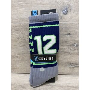 Skyline Socks Men's Seattle 12th Man Crew Sock Gray/Blue 10-13/shoe Size 6-12